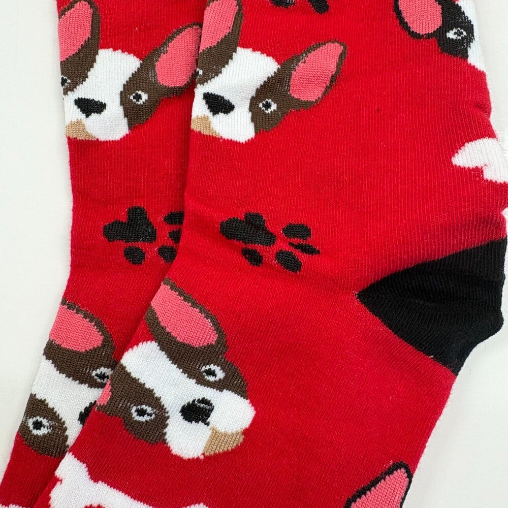 Women's 5 Pack Crew Socks Colorful French Bulldog Themed - OS - NWT - Picture 9 of 13